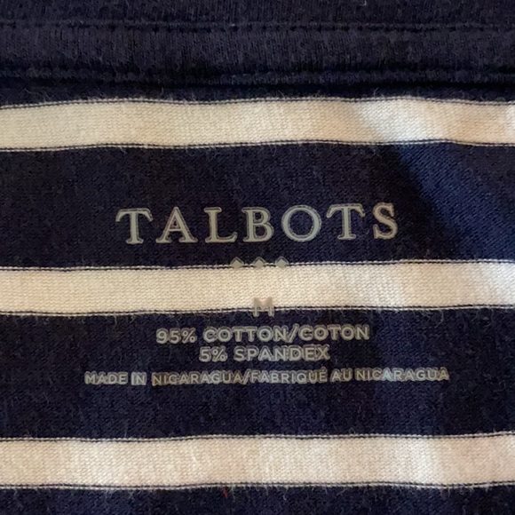 Talbots Navy Striped Top Shirt w/gold dots. 3/4 sleeve Size Medium M Like new! - Picture 3 of 3